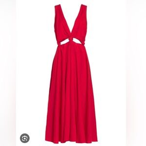 Farm Rio sz M Red Linen Cutout Dress